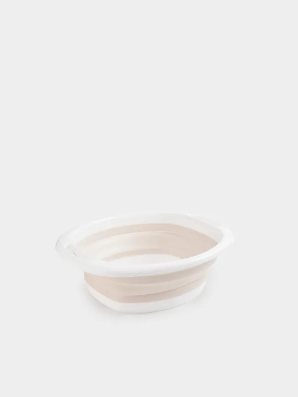 Folding basin, 5 l, ribbed bottom, plastic / rubber, beige-pink, Foldaway, image-1