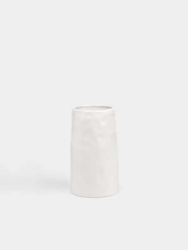 Flower vase, 20 cm, ceramic, milky, Blossom, Crumple font, image-2