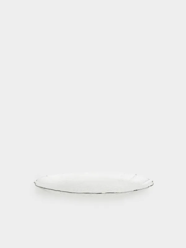 Charger plate, 33 cm, glass, with silver edging, Nautilus silver, image-1