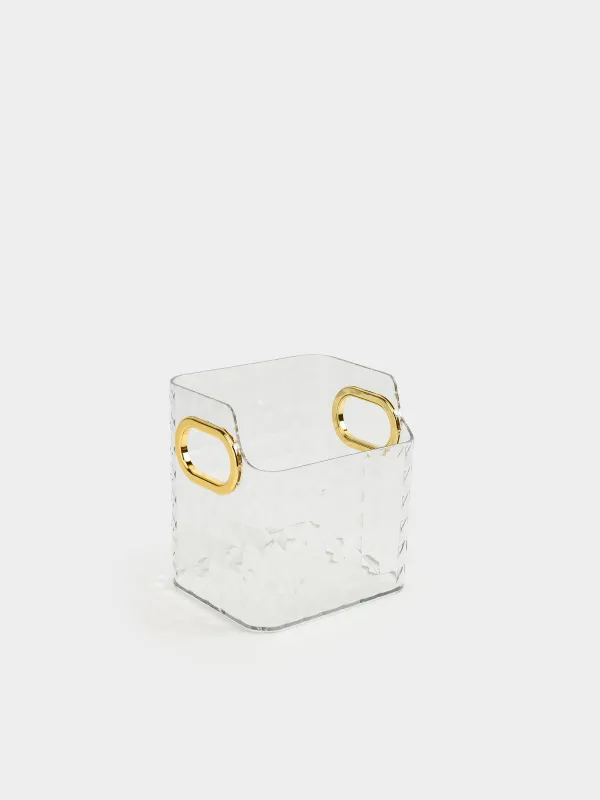 Organizer for cosmetics, 12x12 cm, with gold handles, plastic, Kandy, image-0