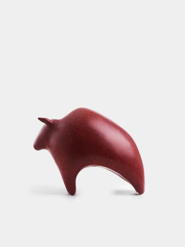 Statuette, 21 cm, polyresin, red, Bull, Art modern, image-2