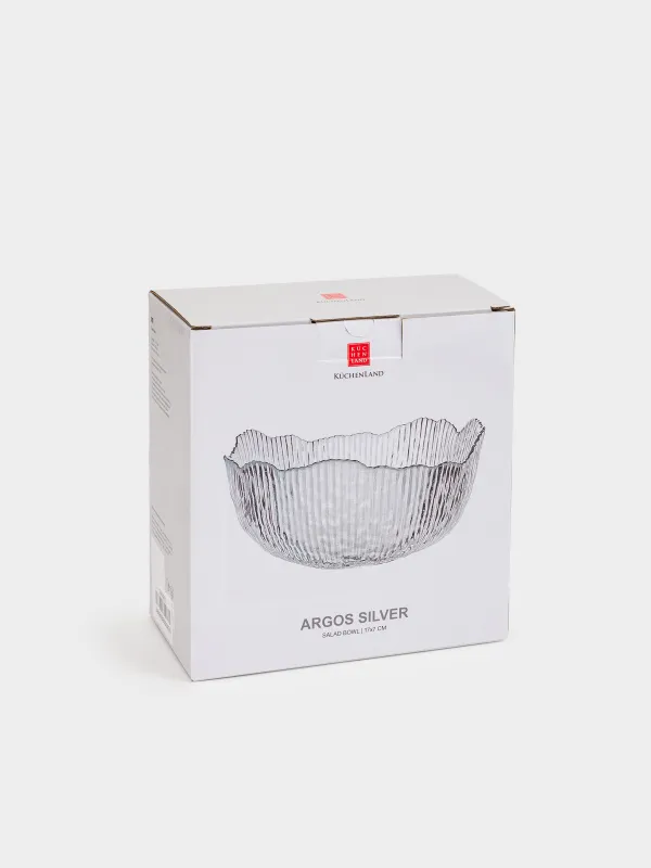Salad bowl, 17x8 cm, 900 ml, glass R, with silver edging, Argos silver, image-4