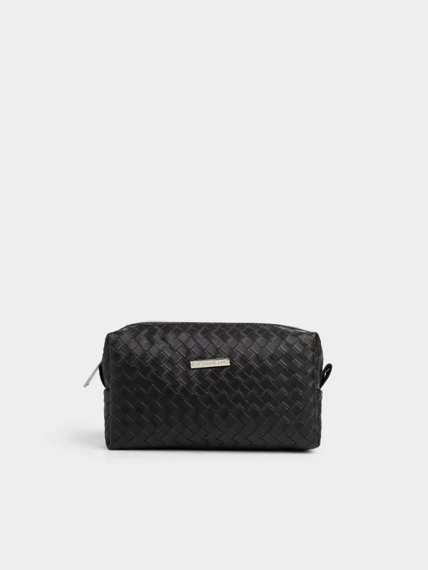 Makeup bag, 18х11 cm, polyurethane, black, Sennit, image-0