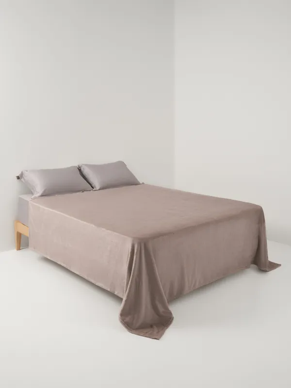 Bedspread, 220x240 cm, flannel, light grey, Flannel, image-1