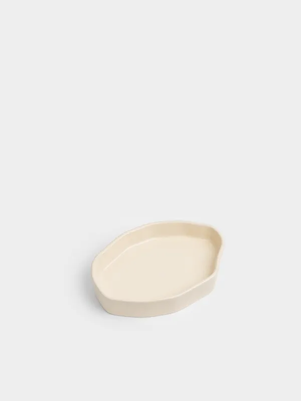 Soap dish, 13 cm, porcelain stoneware, oval, milky, Kaolin, image-1