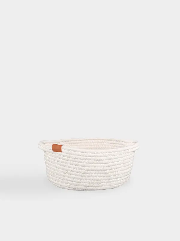 Storage basket, 26x20x12 cm, with handles, cotton / polyester, Oval, Milk, Tote, image-0