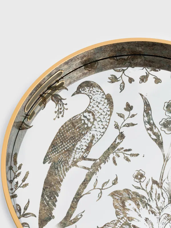 Tray, 36 cm, plastic / glass, Round, Mirror, Bird, Bluebird, image-2