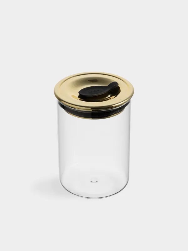 Bulk products jar, 750 ml, glass B / plastic, Golden lid, Classic gold, image-1