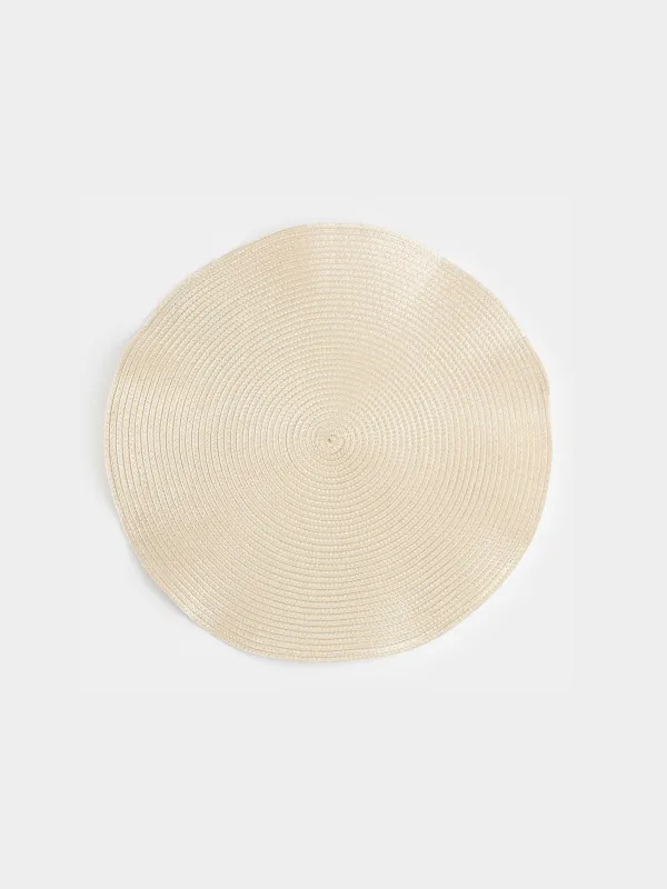 Placemat, 38 cm, polypropylene, round, beige, Wavy edges, Circle wave, image-0