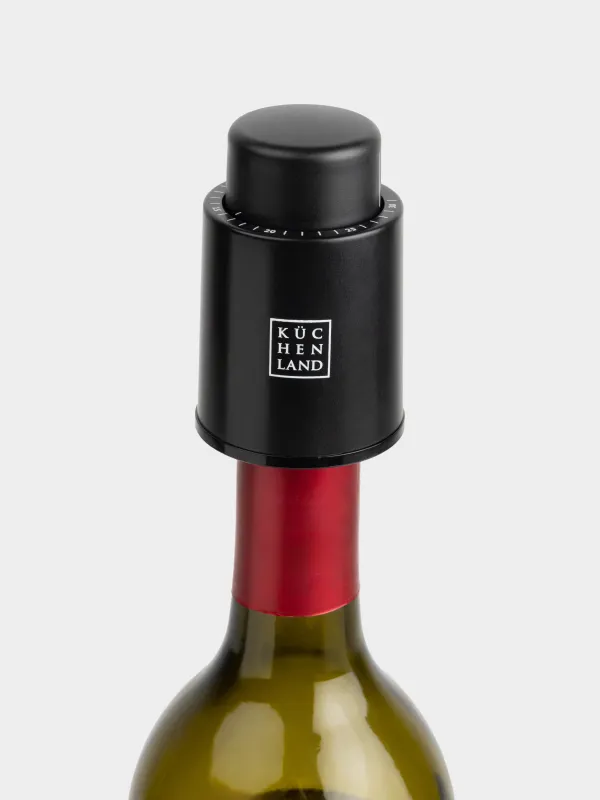 Bottle stopper, 7 cm, vacuum, with date dial, plastic, Black, Bar, image-2