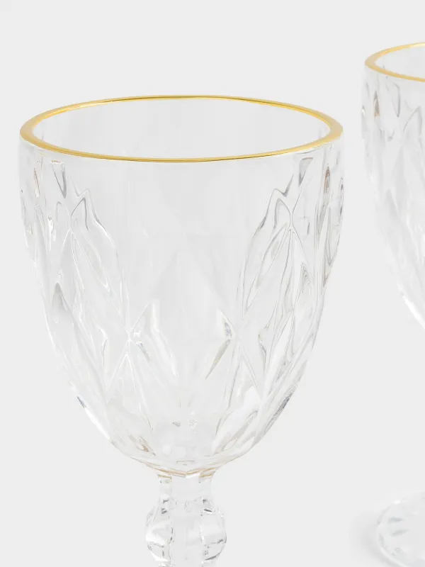 Drinking glass, 300 ml, 6 pcs, glass R, with golden edging, Rhomb gold, image-5