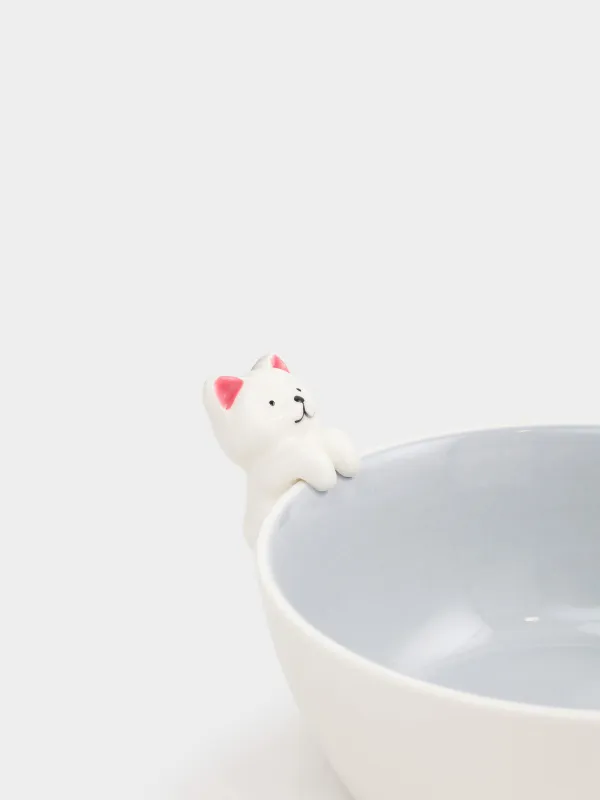 Children's soup plate, 14x6 cm, porcelain P, white-gray, kitten, Friend, image-2