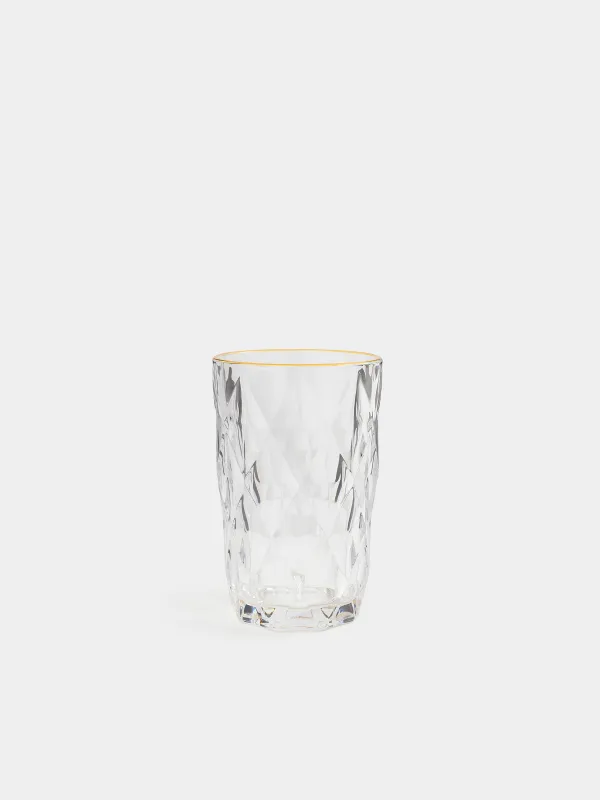 Glass, 12 cm, 340 ml, glass R, with golden edging, Rhomb gold, image-0