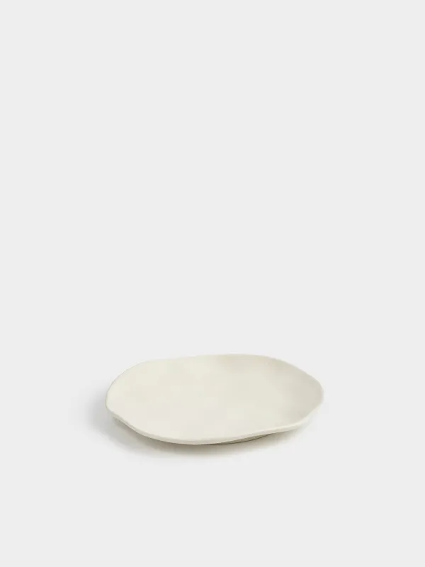 Snack plate, 23 cm, ceramic, milky, Crumpled effect, Crumple creme, image-1