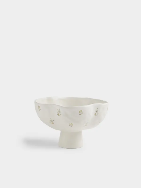 Fruit bowl, 24x15 cm, ceramic, milk, Vintage flowers, La flore, image-0