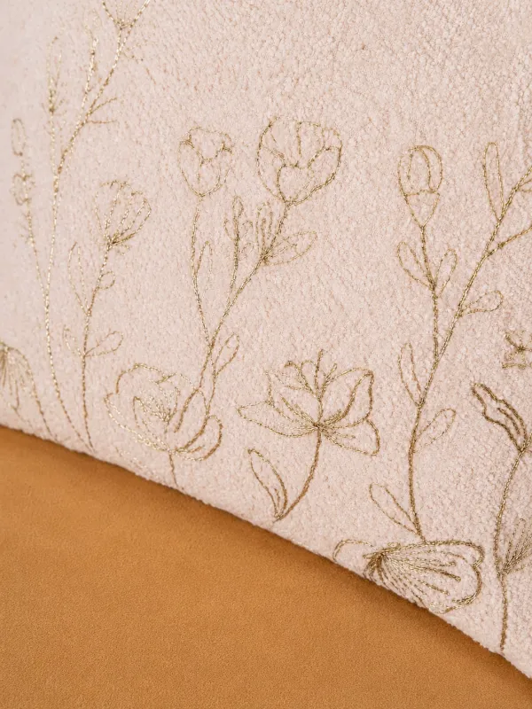 Decorative pillow, 45x45 cm, boucle/velvet, milky, wildflowers, Boucle, image-3