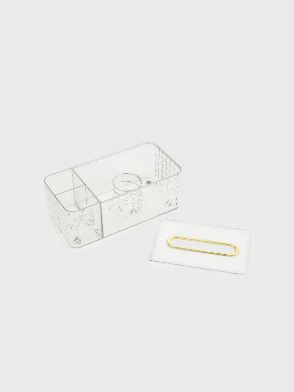 Paper napkin box, 24x12 cm, with organizer, with sitemsing, plastic / metal, Kandy, image-4
