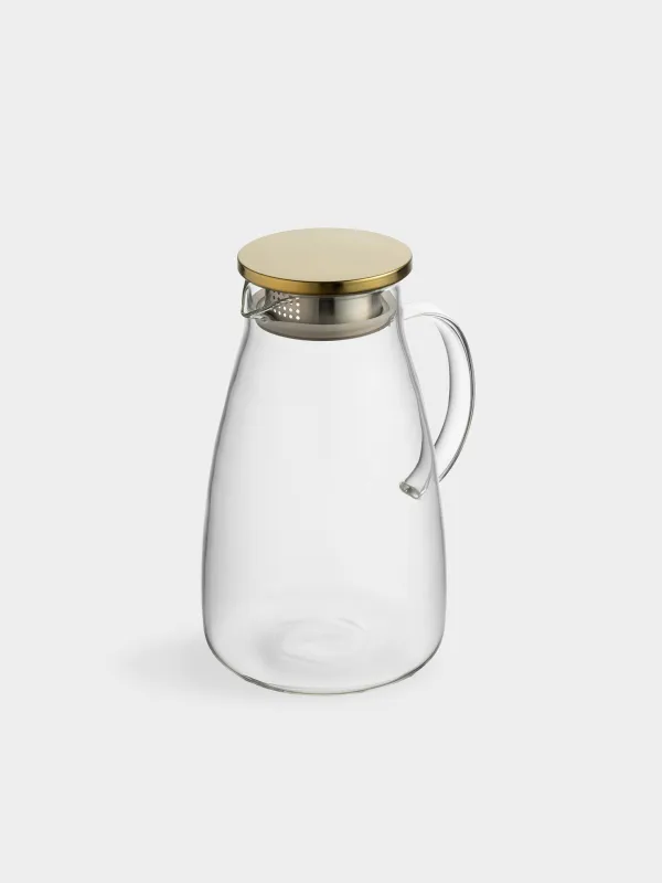 Jug, 2 l, with filter lid, glass B / steel, golden, Classic gold, image-1