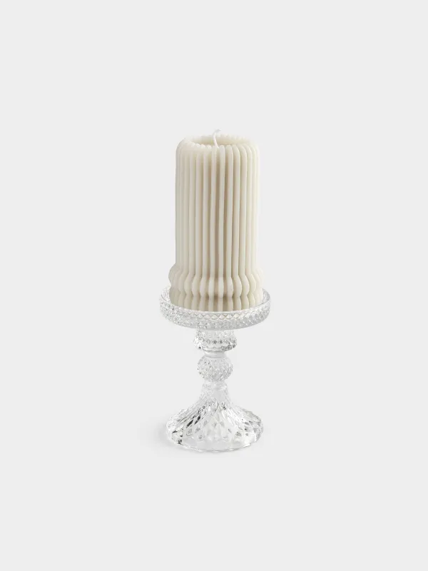 Candle holder, 11 cm, for one candle, on a leg, glass, Naiad, image-3