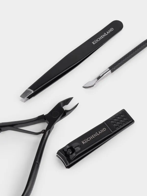 Manicure set, 4 items, steel, black, Manicure black, image-2