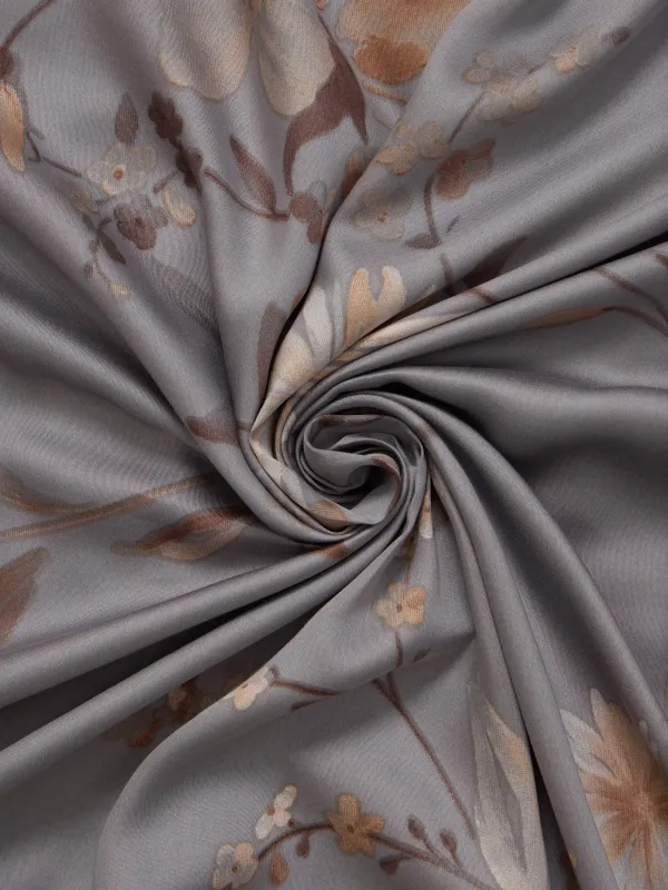 Bed linen set, euro, Tencel 300 TC, grey, Flowers and leaves, Tencel, image-2