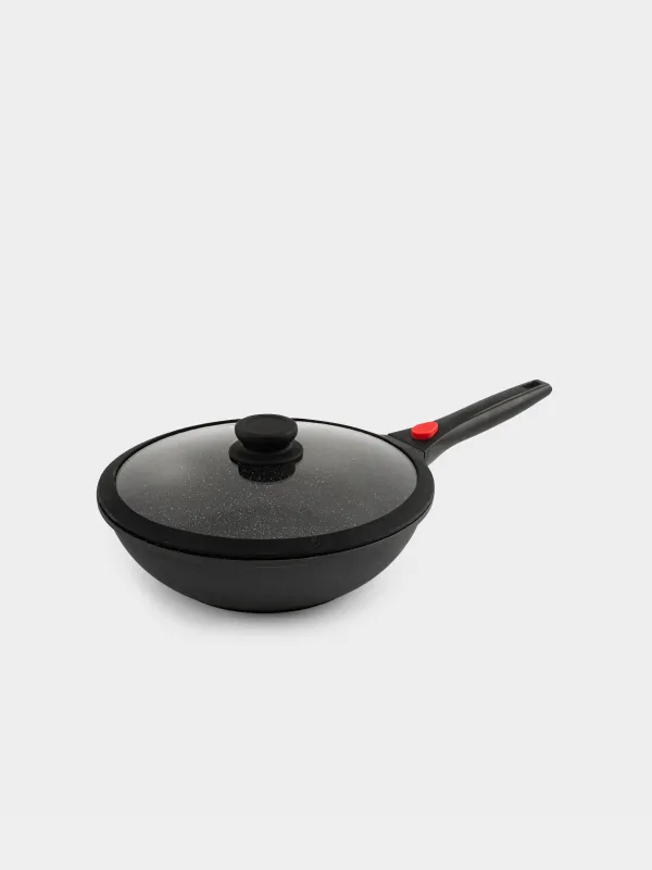 Wok, 28 cm, with lid, removable handle, coated, aluminum, Solution Red 2, image-0