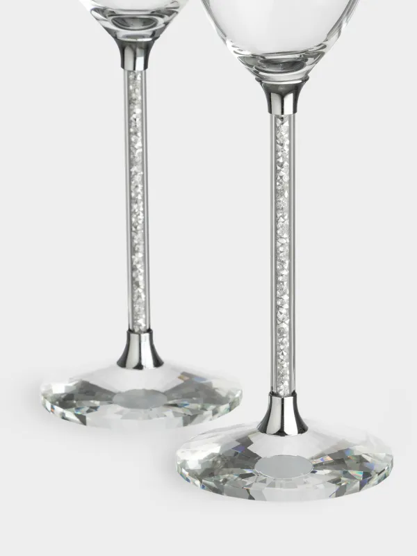 Drinking glass, 220 ml, 2 pcs, glass / rhinestones, Silver crystals, Diamond, image-3