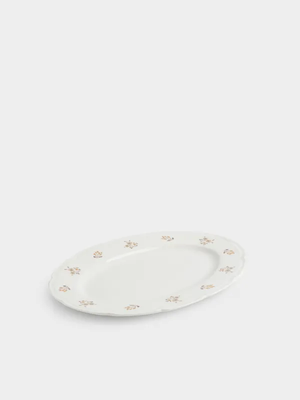 Dish, 35x25 cm, porcelain N, white, oval, Vintage flowers, La flore, image-0