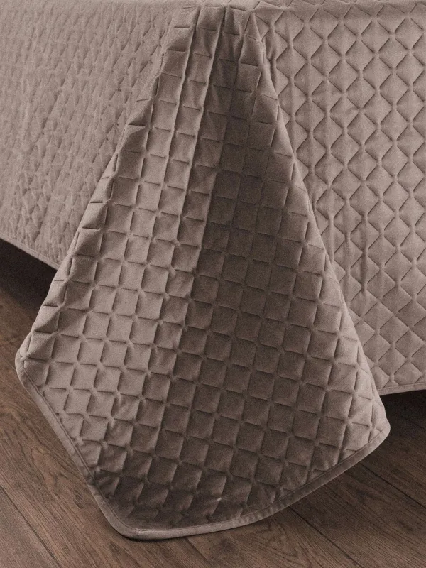 Bedspread, 220x240 cm, quilted, corduroy/microfiber, lilac, Stitch velvet, image-1