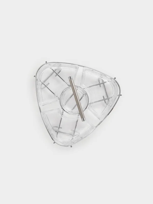 Snack set, 28x15 cm, 3 compartments, with handle, glass / steel, Lamerie, image-1