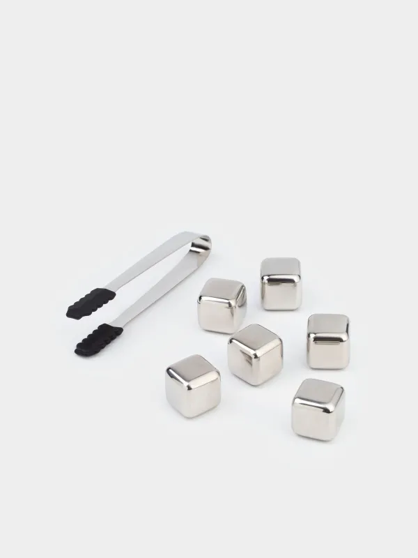 Set of cubes for cooling drinks, 8 pr, with tongs, steel, BAR, image-1