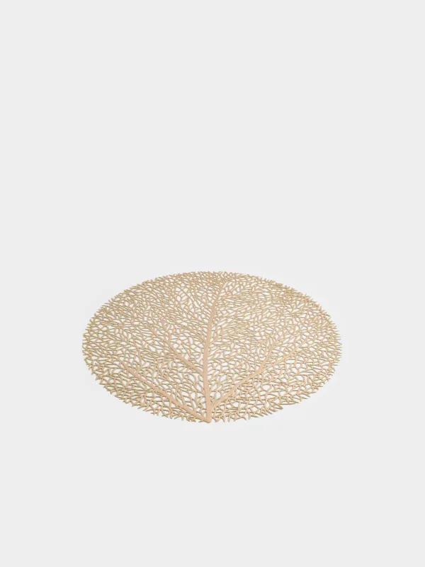 Napkin for appliances, 38 cm, PVC, round, golden, Wood, Azhur Grid, image-1