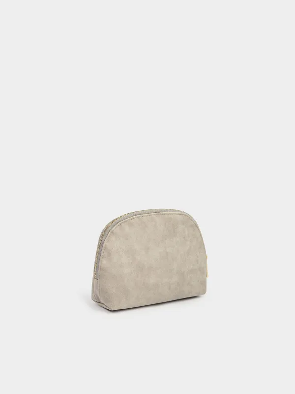 Makeup bag, 17x15 cm, polyurethane, grey, Krast, image-1