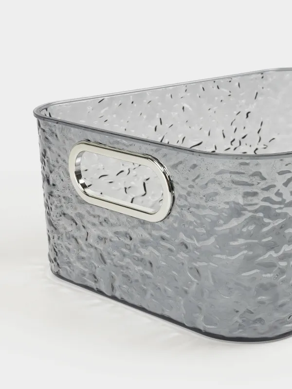 Organizer box, 27x21x10 cm, household, with handles, plastic, gray, Renaissance clear, image-3
