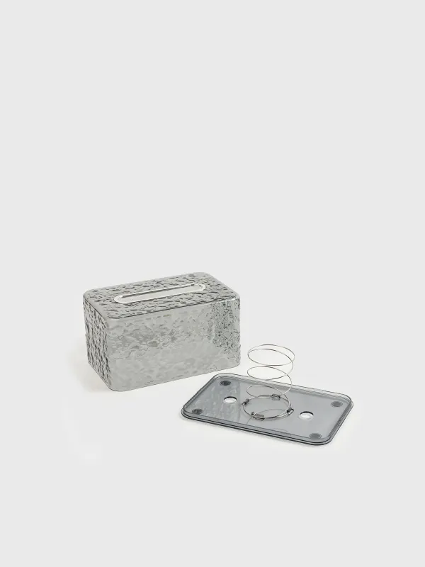 Paper napkin box, 19x12 cm, with sitemsing, plastic / metal, grey, Renaissance clear, image-2