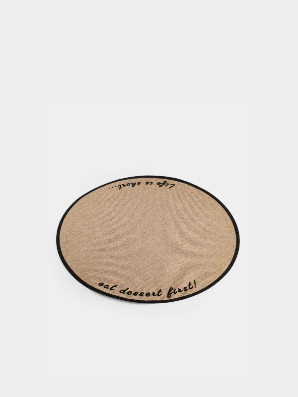 Placemat, 38 cm, polyester, round, sand, Outline, image-1