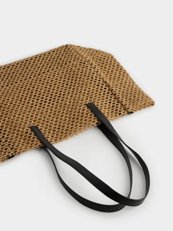 Beach bag, 50x35 cm, wicker, cellulose, beige, Banjo, image-3