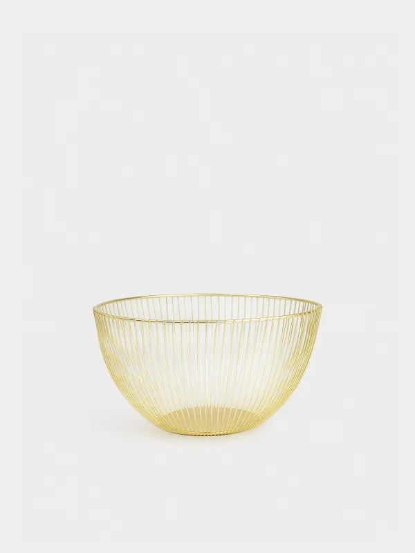 Fruit basket, 25 cm, metal, golden, Twist gold, image-0