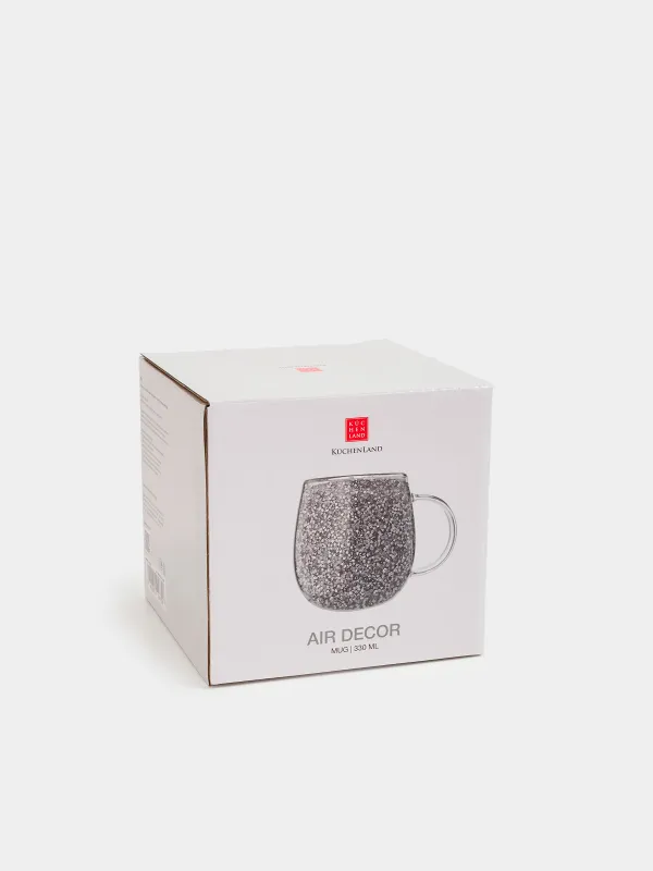 Mug, 330 ml, glass B, with gray crystals inside, Air decor, image-4