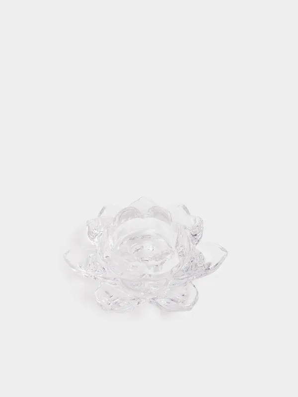 Candlestick, 12 cm, for tea / thin candle, glass, Lotus, Lotus, image-1