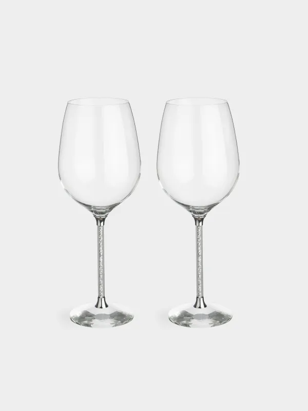 Drinking glass, 600 ml, 2 pcs, glass / rhinestones, Silver crystals, Diamond, image-0