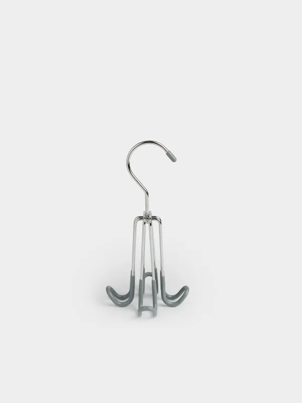 Belt hanger, 18 cm, 4 hooks, Rotating, Coated metal, Grey, Colorful house, image-1