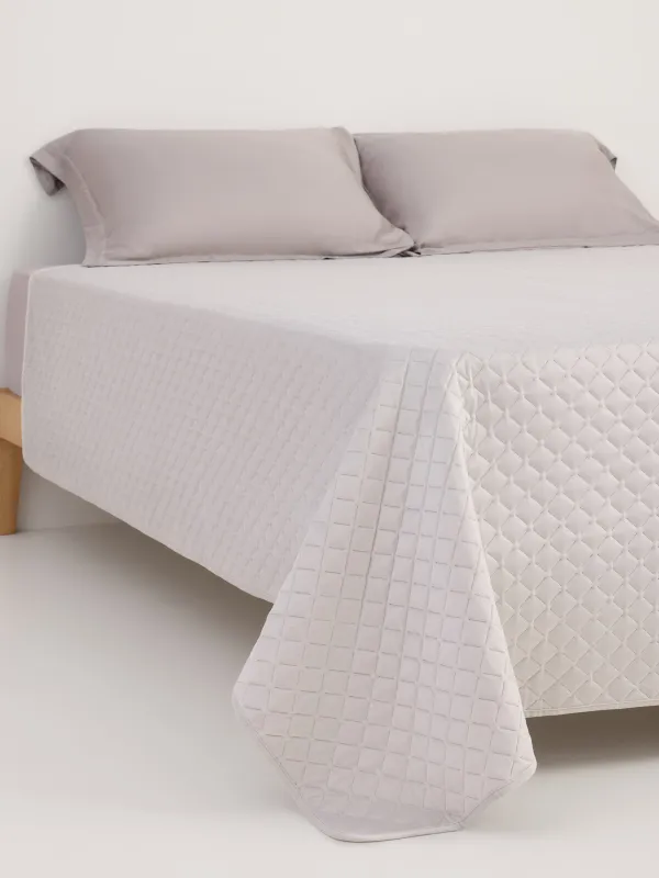 Bedspread, 220x240 cm, quilted, corduroy/microfiber, beige-gray, Stitch velvet, image-0