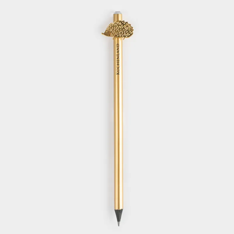 Pencil, 18 cm, black-graphite, with a figure, milky, Golden hedgehog, Draw figure