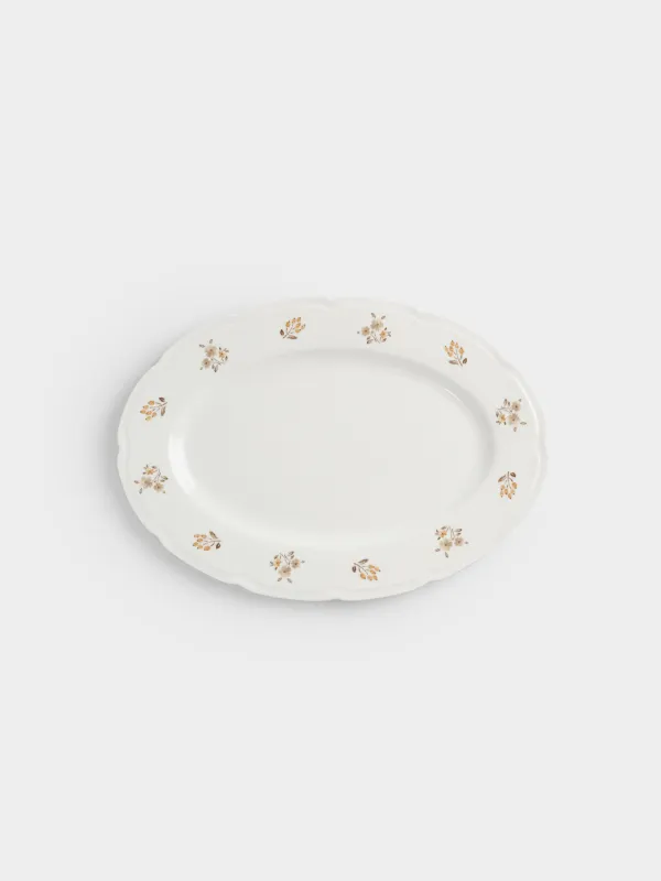 Dish, 35x25 cm, porcelain N, white, oval, Vintage flowers, La flore, image-1