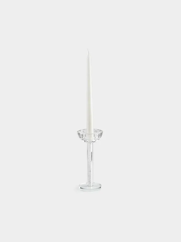 Candle holder, 18 cm, on a leg, glass / rhinestones, Crystal, Crystal, image-4