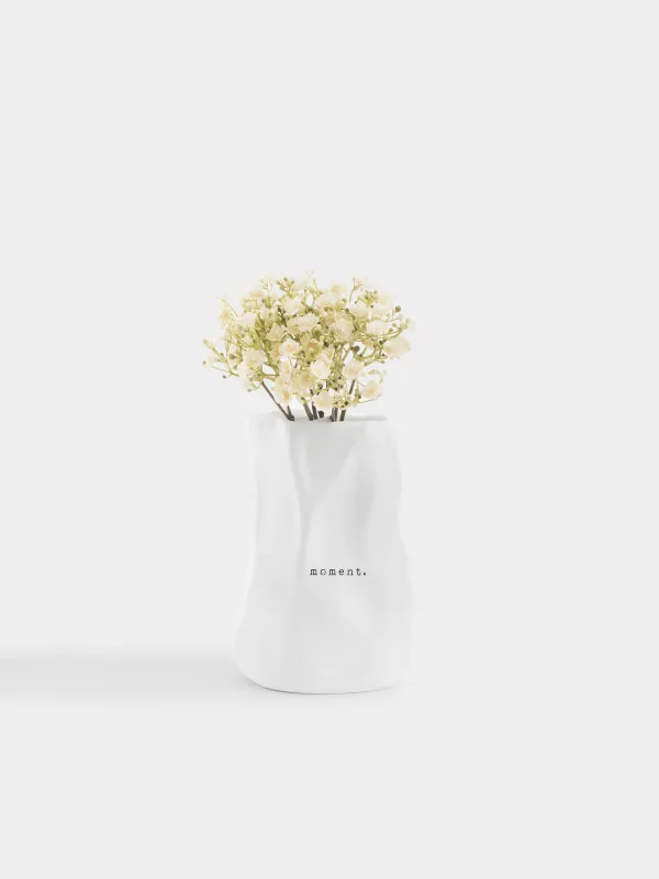 Flower vase, 20 cm, ceramic, white, Moment, Crumple font, image-5
