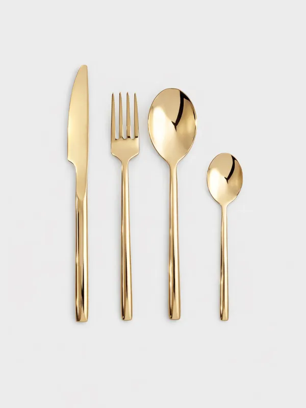 Silverware, 6 pers, 24 pr, steel, gold, Dublin, image-0