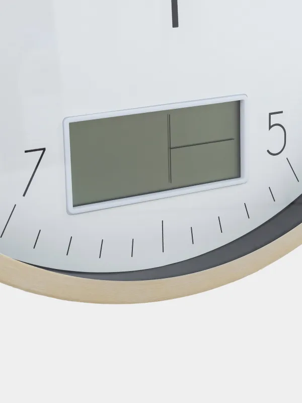 Wall clock, 35 cm, with display, metal / glass, round, golden white, Dial, image-3