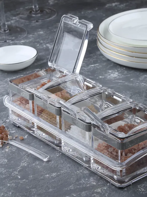 Container, 26x9 cm, 4 pcs, with spoons, on a stand, acrylic / steel, Kitchen tools, image-6